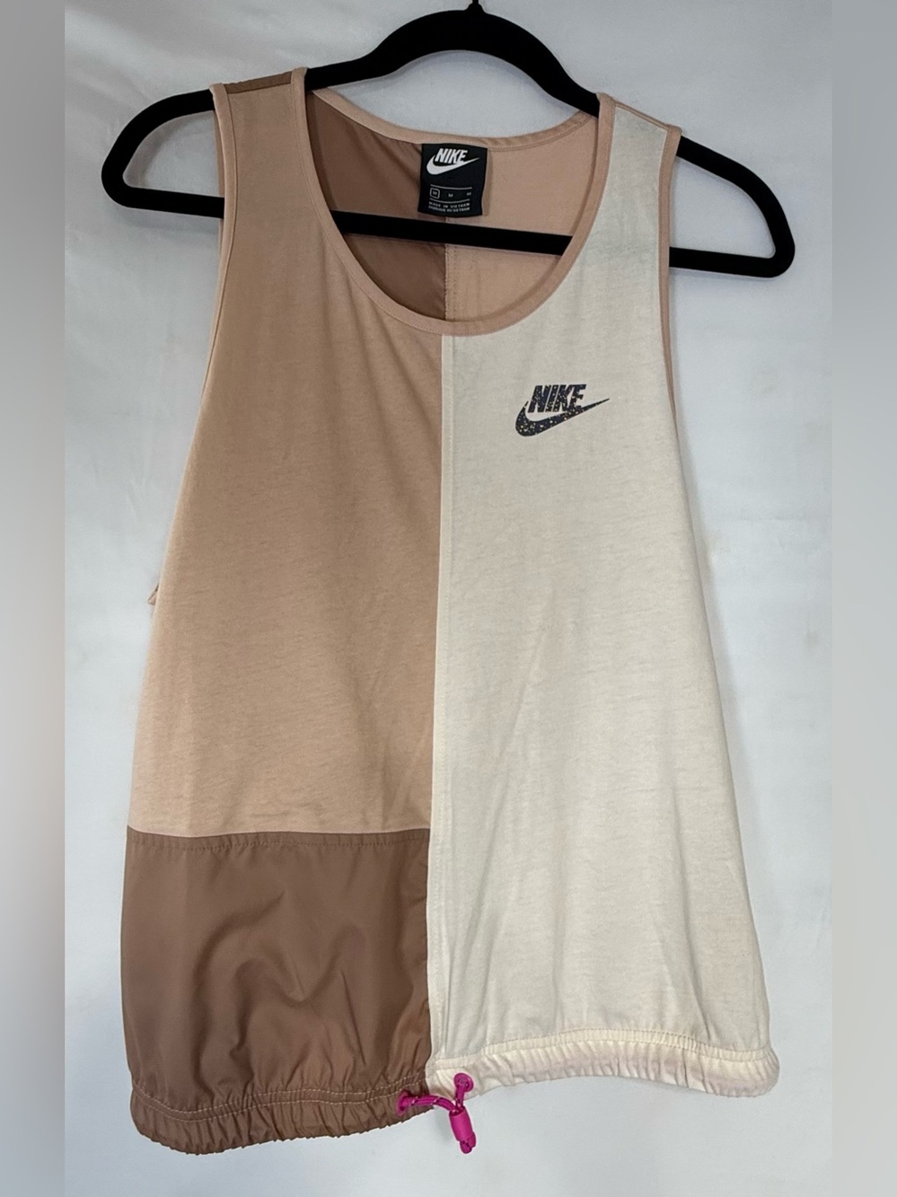 Nike Two-Tone Beige and Cream Colorblock Tank Top